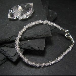 Herkimer Bracelet Natural Gemstone Beaded Bracelet Sterling Silver metal